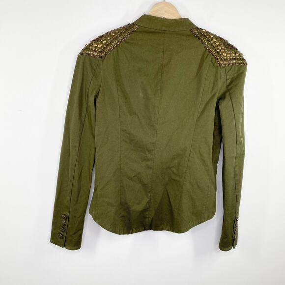 Larok Luxe Army Green Corporal Chic Cropped Jacket Women's Size Small S - Picture 2 of 9